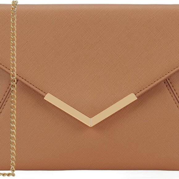 Women Envelope Clutch Handbag Medium Saffiano Leather Foldover Clutch Purse - Picture 1 of 7
